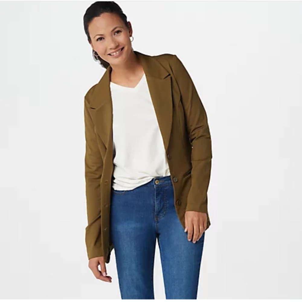 BROOKE SHIELDS Timeless Ponte Blazer, Olive, M